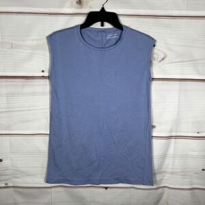 Eileen Fisher Sleeveless Top Womens‎ XXS Blue Solid Crew Neck Muscle Tee Tunic